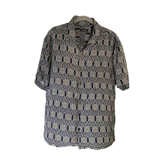 Vintage 6A by axis men’s 100% silk button, front, short sleeve, shirt, size med - Picture 1 of 5
